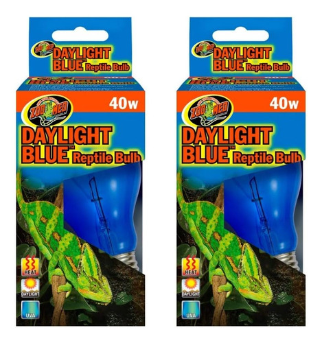 Zoo Med Paquete De 2 Bombillas Azules Para Reptiles - 40 Vat