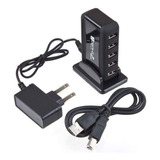 Concentrador Usb 2.0 Con Cargador Usb De Corriente Alterna,