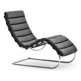 Sillon Mr Chaise Longue De Cuero Negro Y Acero