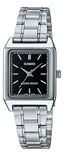 Reloj Casio Ltp-v007d-1e Mujer Plata Negro Original Color Del Fondo Negro Ltp-v007d-1e
