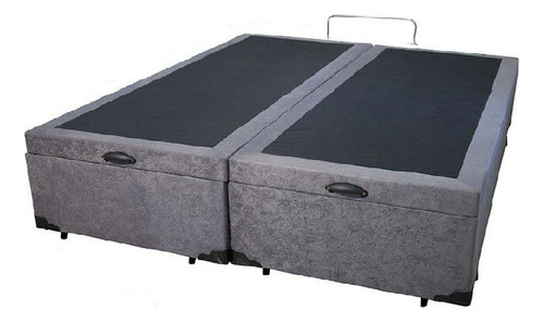 Cama Box Baú King Bipartido Blindado Suede Cinza