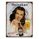 Cartel De Chapa Publicidad Antigua Cerveza Heineken Varios