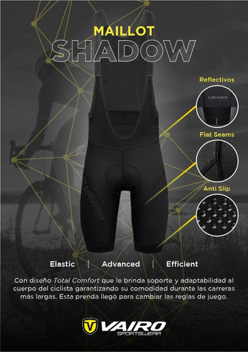 Calza Corta Vairo Maillot Shadow Tirante C/ Badana Ciclismo