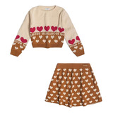 Conjunto Infantil Blusa E Saia Em Tricot Momi