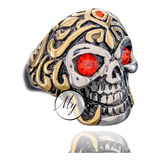 Anillo Calavera Craneo Muerte Simil Oro Acero Quirurgico M®