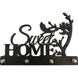 Porta Chaves Decorativo Preto Modelo Sweet Home Mdf