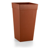 4 Vasos Coluna Rattan 3d Decorativo Para Sala Varanda Jardim