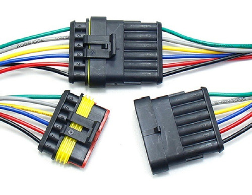 Kit Conector Pacha 6 Vías Automotriz Intemperie Con Cables