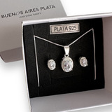 Cadena Dije Plata 925 Aros Susano Piedra Cubic Mujer Regalo