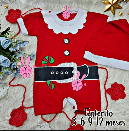 Conjunto Body Y Gorro Bebe Papá Noel  Navidad 