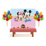 Fondo De Tela Mickey Y Minnie Mouse Bebe Decorar Candy Bar
