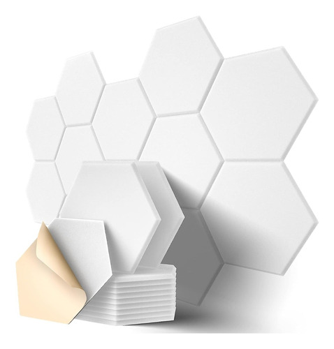 Paquete Azulejo Esponja Acustica Blanca Hexagonal Elegantes