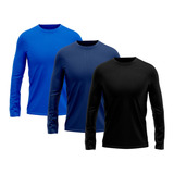 Kit 3 Camisetas Masculina Proteção Uv Solar Camisa Esporte