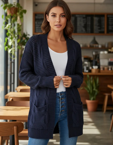 ,nuevo Abrigo Largo Mujer Chamarras Mujer Elegantes Cardigan
