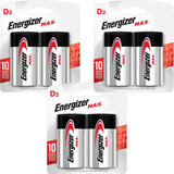 Pilha Energizer Max Grande D2 Alcalina C/ 6 Unidades