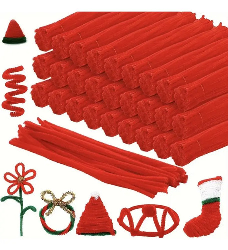 Limpiapipas Chenille 1000 Piezas Color Rojo Mate