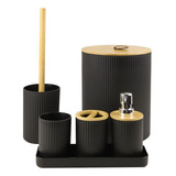 Kit Conjunto Para Banheiro Com 6 Pecas Bambu Nature - Mood