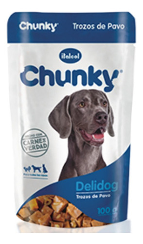 Alimento Chunky Delidog Para Perro Adulto Todos Los Tamaños Sabor Pavo En Sobre De 100g