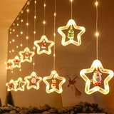 Cortina Luces Navideñas Estrellas Figuras Navidad 3mts