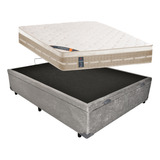 Castor Premium Tecnopedic 138 Cama Box Baú Casal Mais Colchão Cor Suede Cinza