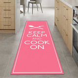 Tapete Passadeira De Cozinha Keep Calm 180x60 Antiderrapante