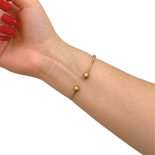 Pulseira Bracelete Feminina Dourada De Aço Inox Regulável 