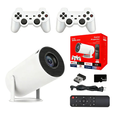 Proyector Portatil Mini Profesional Hy300 Led 4k Uhd 12000 Lúmenes Con Wifi 6 Bluetooth 5.0 Hdmi Y Android Con 2 Mandos De Juegos, Portátil Smart Tv 12000lm | Meses sin interés