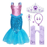 Amzbarley - Disfraz De Sirena Princesa Para Niñas, Vestido.