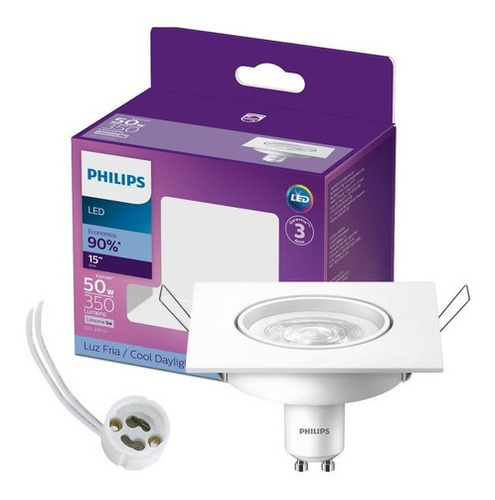 Kit 18 Spots Led Quadrado 5w 350lm Gu10 Bivolt Philips