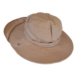 Sombrero Australiano Cubre Nuca Desmontable Ala Ancha Beige