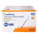 Jeringa Desechable Insulina Cranberry 29g X1/2 X100 Unidades Capacidad En Volumen 1 Ml