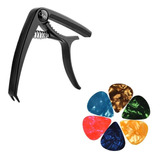 Kit Capo Cejillo Capodastro Para Guitarra + 6 Uñetas Colores