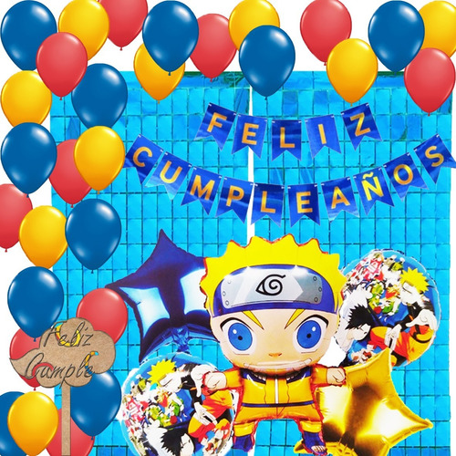 Kit Globos Metalicos Naruto Decoración Cumpleaños  38 Pzs