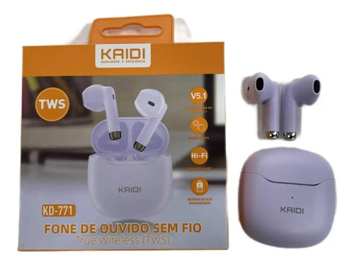 Fone De Ouvido Sem Fio Tws Bluetooth 5.1 Kaidi Kd-771  