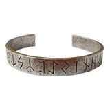 Pulsera Brazalete Vikingo Nórdico Color Plata Runas Hombre