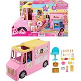 Camión De Limonada Barbie Beach, Más De 20 Piezas, Mattel Hpl71, Color Rosa Y Amarillo