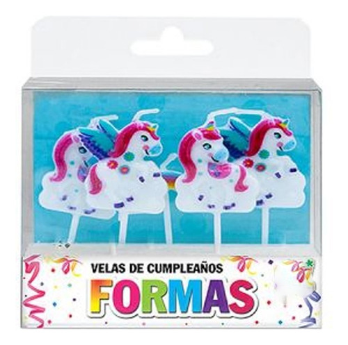 Vela Unicornio Arco Iris X5 Cumpleaños Torta