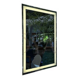 Espelho Quadrado Grande Com Led Jateado 120x120 Luxo