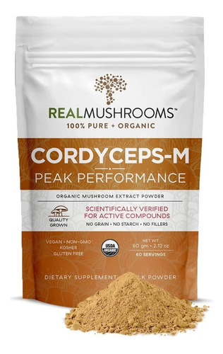 Real Mushrooms Cordyceps-m Peak Performance  60 Servings Sabor Sin Sabor