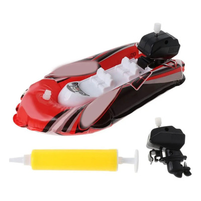Mini Lancha Inflable Super Market Motor Cuerda 18cm Juguete Acuático | Meses sin interés