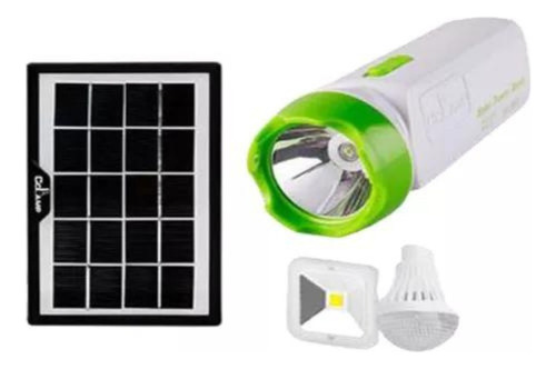 Kit Linterna Recargable 3w Portátil Liviana Con Panel Solar