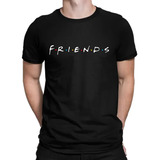 Friends Camiseta Negra Algodon Hombre Manga Corta