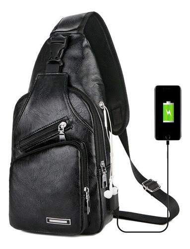 Bolso De Hombro Vertical De Cuero Para Hombre-usb - Barato