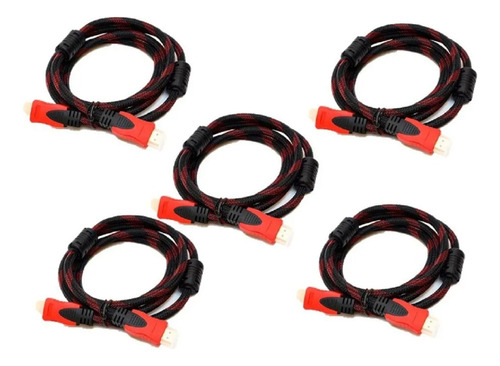 Pack 5 Cables Hdmi 3 Metros Full Hd Uso Rudo
