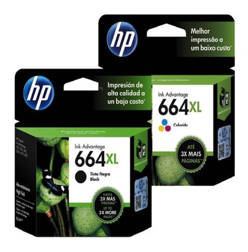 Kit 2 Cartuchos Hp 664xl Preto + Color Originais 2136 2676