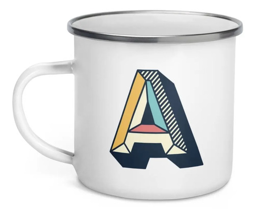 Taza Pocillo Peltre Letras Retro