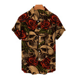 Camisa Hawaiana De Hombre Con Estampado De Calaveras