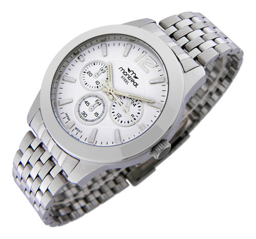 Reloj Montreal Hombre Ml1438 100% Acero Inox Resist Al Agua