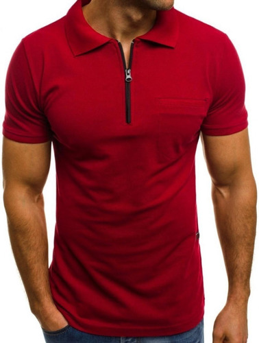 Playera Polo Hombre Slim Fit Manga Corta Moda Cierre G