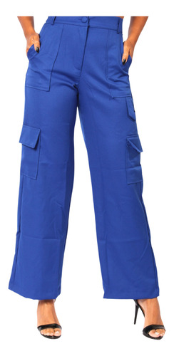 Calça Feminina Wide Leg Cargo Solta Pantalona Social Lisas